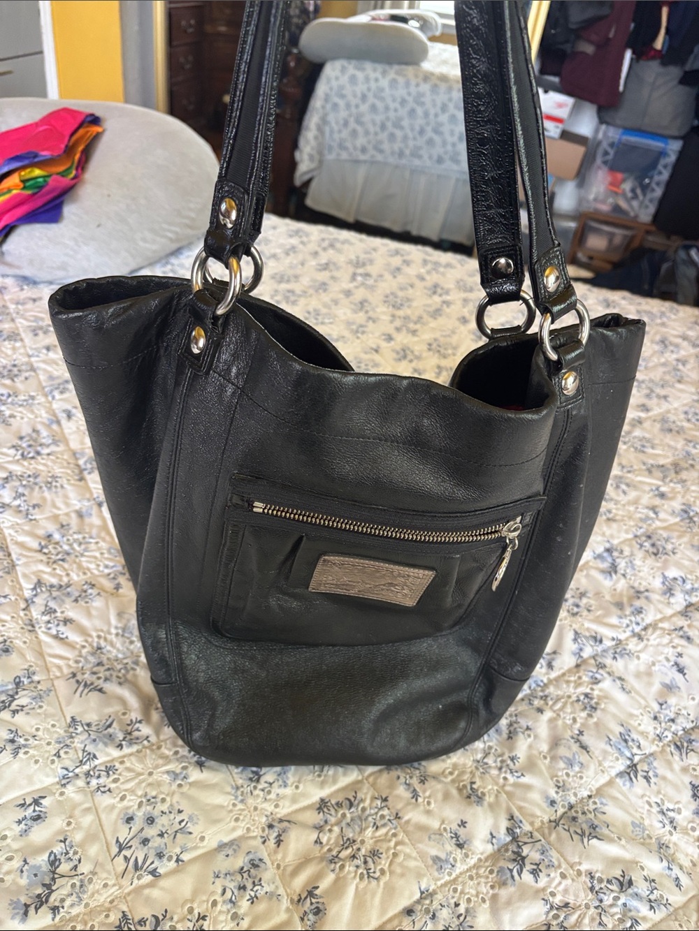 Black Leather COACH Shoulder Hobo Bag - Picture 7 of 10
